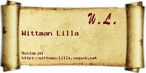 Wittman Lilla névjegykártya
